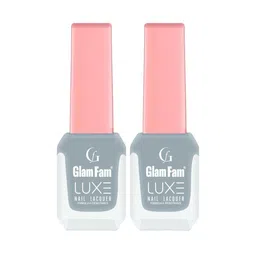 GlamFam Set Of 2 Glossy Finish Luxe Nail Lacquer - 12 ml Each - Slategrey 21-13