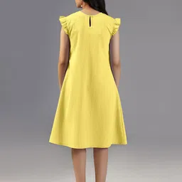OMPAX Solid Flutter Sleeve A-Line Dress image 5