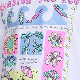 Hopscotch Girls White Cotton Chasing The Sun Printed Fringe T-shirt-picture-21
