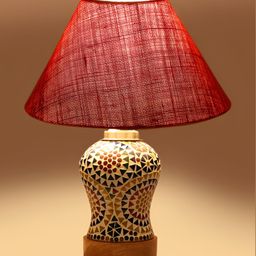 Devansh Pink Wood Traditional Abstract Shaped Table Lamp-25