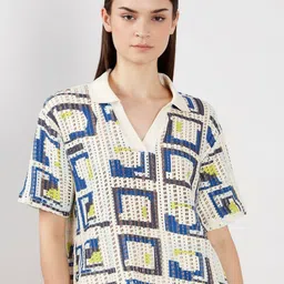 Vero Moda Geometric Printed Short Sleeves Cotton T-shirt-picture-24
