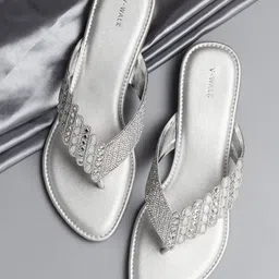 V-WALK Women Embellished Ethnic Open Toe Flats-image-79