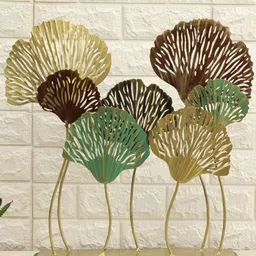 vedas Gold-Toned & Brown Textured Leaf Curio Showpiece-0