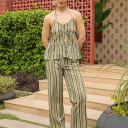 SANSKRUTIHOMES Striped Pure Cotton Top With Trouser Co-Ords-image-59