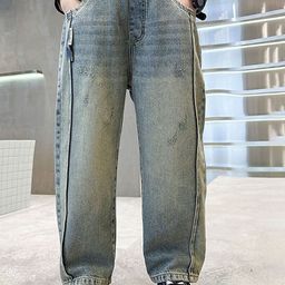 LULU & SKY Boys High-Rise Slash Knee Heavy Fade Jeans-image-60