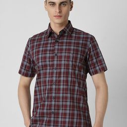 Van Heusen Men Slim Fit Tartan Checks Opaque Checked Casual Shirt-image-55