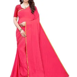 THE FASHION ATTIRE Pink TIARAA Solid/Plain Daily Wear Chiffon Saree-picture-0