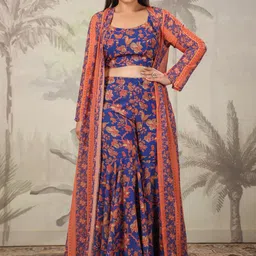 KALINI Printed Square Neck Top & Shrug With Palazzo-picture-23