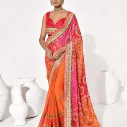 Kalista Bandhani Gotta Patti Pure Chiffon Bandhani Saree-picture-28