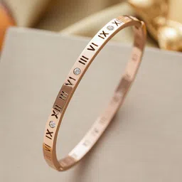 Jewels Galaxy Women Crystals Rose Gold-Plated Bangle-Style Bracelet-37