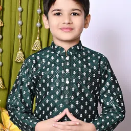 NFC CREATION Boys Embroidered Regular Sequinned Dupion Silk Kurta with Patiala image 2