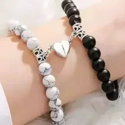 Teeragaj Stainless Steel Unisex Artificial Beaded Elasticated Bracelet-35