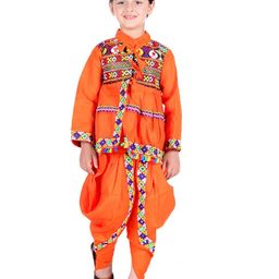 itsmycostume Boys Gujrati kedia Pure Cotton Costume Set Kurta With Dhoti Pant & Cap-54