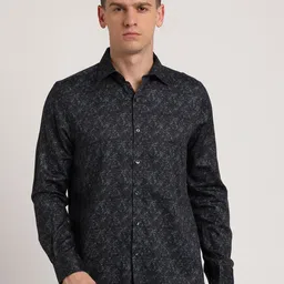 Turtle Men Classic Spread Collar Floral Printed Cotton Casual Shirt-image-67