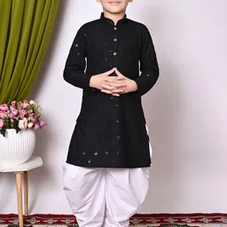 Sangria Boys Embroidered Sequinned Mandarin Collar Kurta With Patiala-image-91