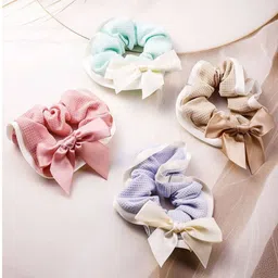 Radhya Accessories Women Pack of 4 Pastel Bow Scrunchies-47