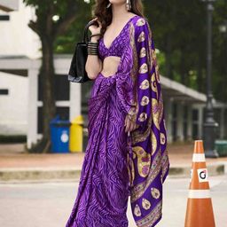 Swaranjali Ethnic Motifs Satin Ikat Saree-image-29