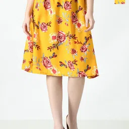 BAESD Pack Of 2 Floral Printed Flared Knee length Skirt-image-79