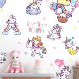 INDIAN ROYALS Pink & Yellow Cartoon Printed Self-Adhesive & Durable Wall Sticker-image-92