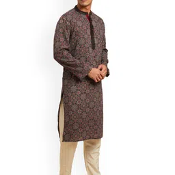 Arch element Men Geometric Printed Flared Sleeves Thread Work Kurta image 3