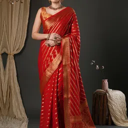 Anouk Woven Design Zari Pure Georgette Kanjeevaram Saree-29