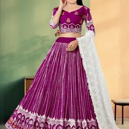 F Plus Fashion Net Semi-Stitched Lehenga Choli-image-21