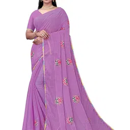 Pemal Designer Floral Embroidered Saree-53