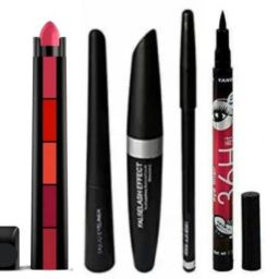 Valhalla 5in1 creamy matte lipstick mascara combo 36h eyeliner kajal black-18