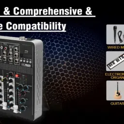 kh 4_Channel Mixing Console Bluetooth Compatible Portable Digital DJ Console w/USB Powered Sound Mixer image 3