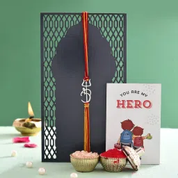 Designer RK515_MGN2 Assorted Rakhi, Chawal Roli Pack Set-image-52