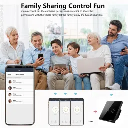 Ledgebit Smart Home Touch Wi-Fi Light Switch, 2 Gang Smart Wi-Fi Wall Switch, Smart Switch image 5