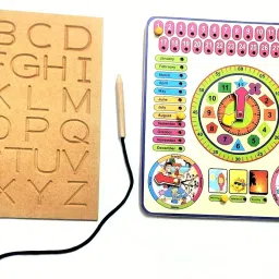 LEARNING CALENDER CLOCK WITH GEOMETRY , ENGLISH ALPHABET WRITING PRACTICE BOARCOMBO-39
