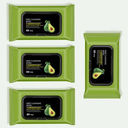 Avocado Moisturizing Deep Cleansing Wipes, Makeup Removing Wipes Pack of 4 Face Shaping Mask-image-68