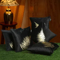 hosta homes Black Floral Velvet 16 x 16 Inches Cushion Covers (Set of 5)-picture-16