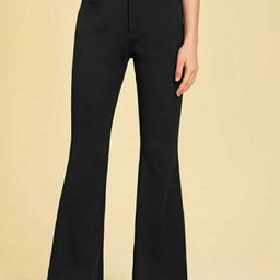 broadstar Women Flared Black Lycra Blend Trousers-picture-24