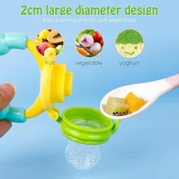 vadhavan BPA-Free Silicone Food Nibbler for Fruit and Veggie with Rattle Handle (2pc) Feeder image 2