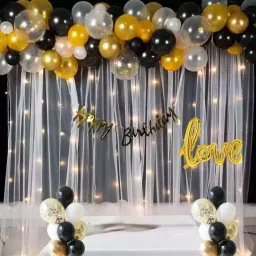 Solid Premium Romantic Garnish Combo Net LED Balloon pump, Confetti and Metallic Balloon Bouquet-image-69