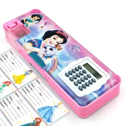 Princess Pencil Box with Notebook Stickers For Kids Princess Designed Art Plastic Pencil Box-26