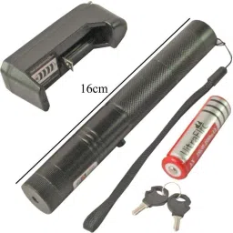 Jakha 500nm Rechargeable Green Laser Pointer Party Pen Disco Light 5 Mile + Battery + The First In India Who, What, When? (English, Paperback) Torch (Black : Rechargeable)-11