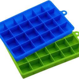 Reusable Ice Trays (Square 24 Cavity Multi Color Pack of 02) Multicolor Silicone Ice Cube Tray-image-0