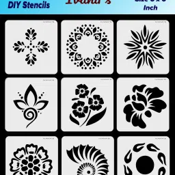 Multi Design for Art & Craft , Reusable DIY Decorative Stencil IVS-8027 for Painting on Canvas, Fabric, Cloth, Paper,Glass, Wall,Size-6x6 inch,Pack of 9 Stencil-picture-25
