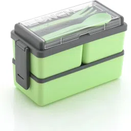 2-Layer Bento Lunch Box with Spoon & Fork 3 Containers Lunch Box-42