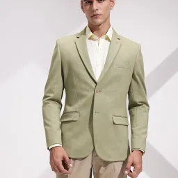 Men Self Design Double Breasted Formal Blazer-image-88