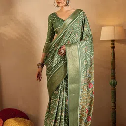 Anouk Rustic Zari Silk Blend Designer Sungudi Saree-image-41