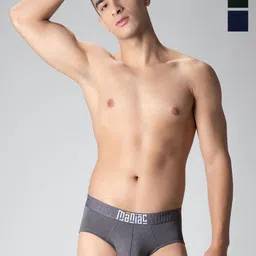 Maniac Men Pack Of 3 Basic Briefs MN25-3PCK-MODAL-BRIEF-NVY_GRN_GRY-S-51