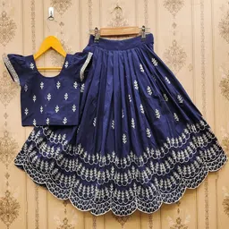 BAESD Girls Embroidered Mukaish Ready to Wear Lehenga &-image-84