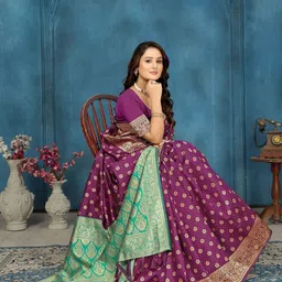 MORDEN MUSE Women Woven Design Zari Banarasi Saree-picture-42