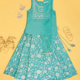AKKRITI BY PANTALOONS Girls Embroidered Sequinned Ready to Wear Lehenga & Blouse With Dupatta-picture-28