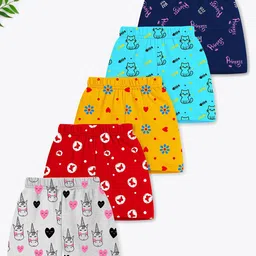 YK X Trampoline Kids Pack of 5 Typography All over Printed Shorts-58