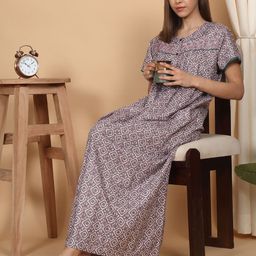 Sweet Dreams Women Pure Cotton Maxi Nightdress-picture-0
